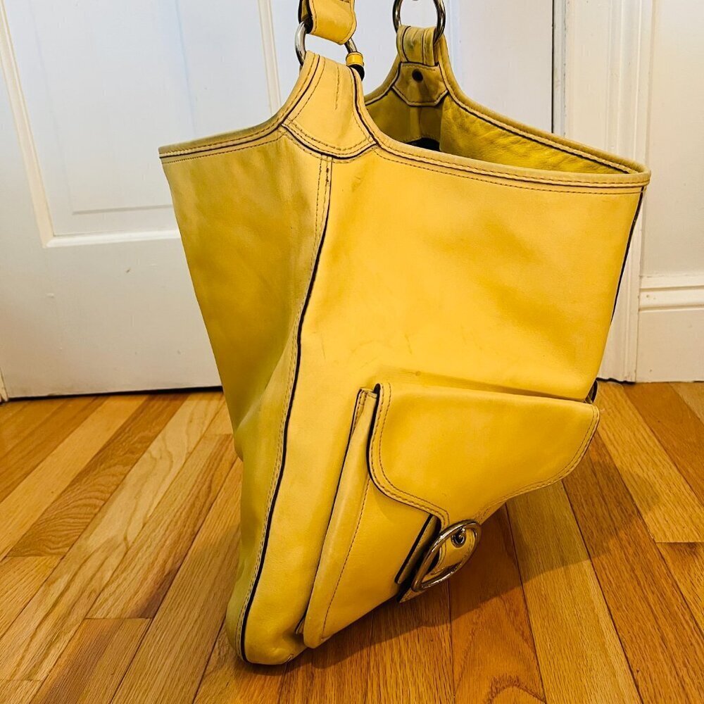 Authentic Vintage Y2K 2000 Hobo Coach Yellow Leather Shoulder Bag M0893-F13356 - Picture 9 of 16